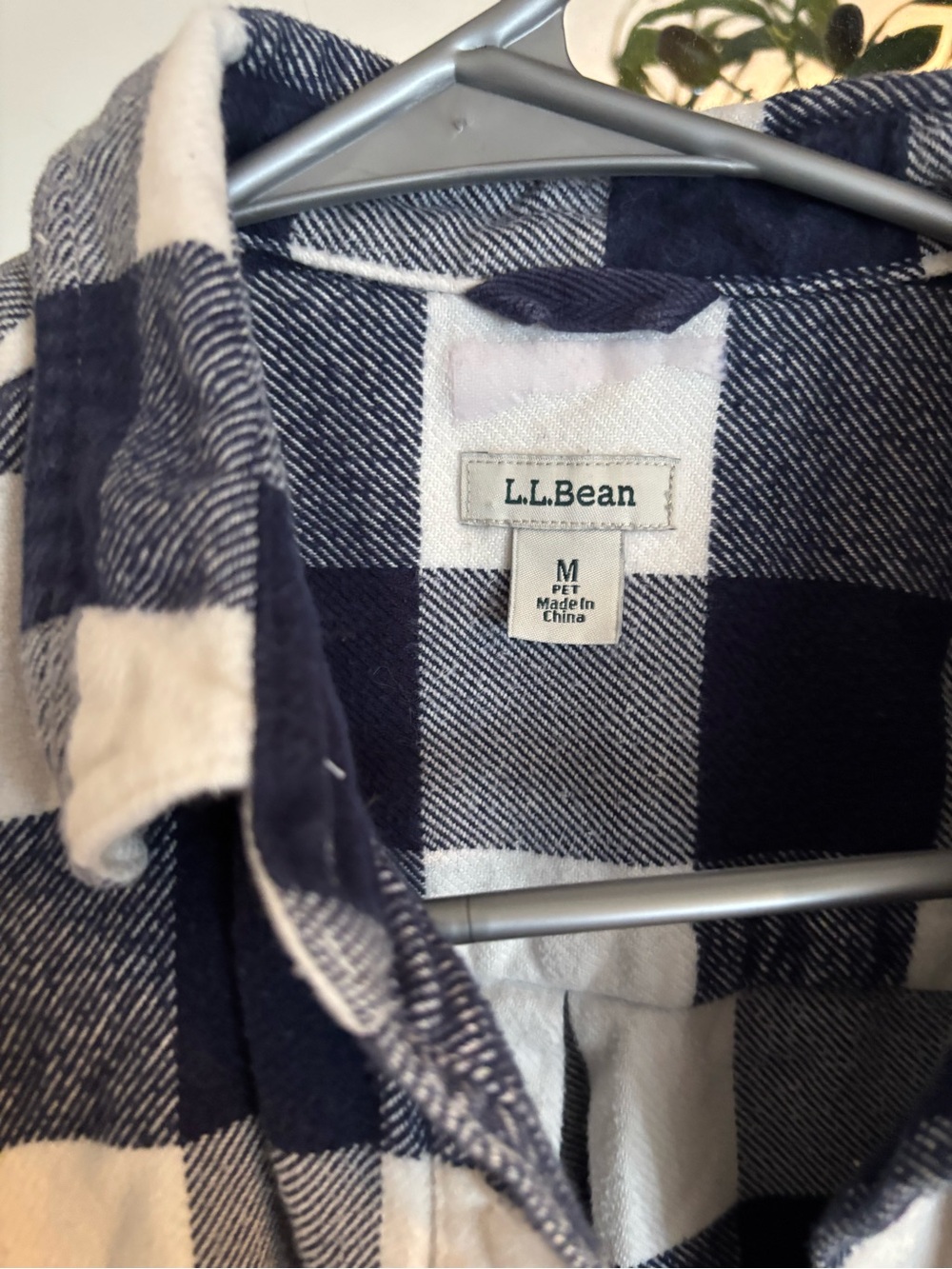L.L. Bean Navy and White Buffalo Plaid Button-Down Shirt - Picture 3 of 4